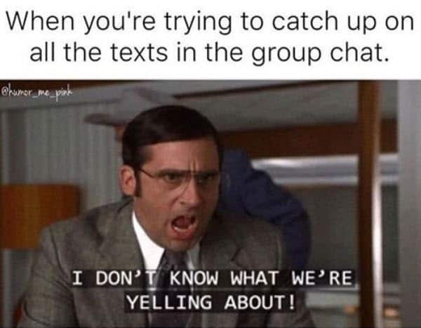 group chat catch up meme