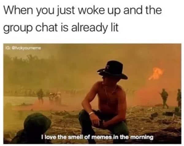 group chat woke up meme