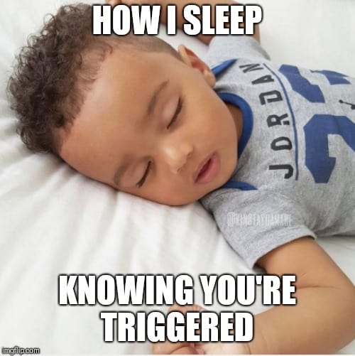 how i sleep knowing youre triggered meme