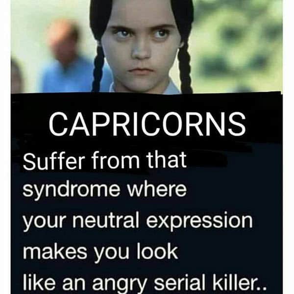 capricorn neutral expression meme
