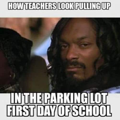 first day of school teachers look meme
