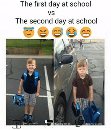 first day of school vs last day of school meme