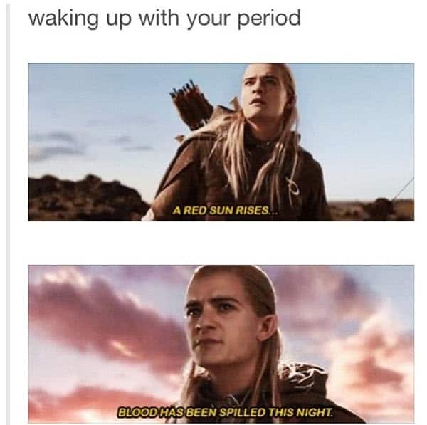 funny period waking up memes