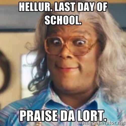 last day of school hellur meme