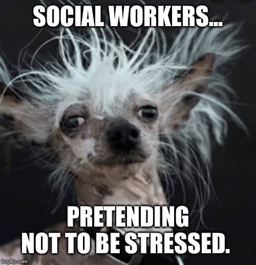 social work pretending not to be stressed meme