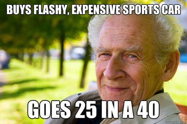 old people expensive sports car memes