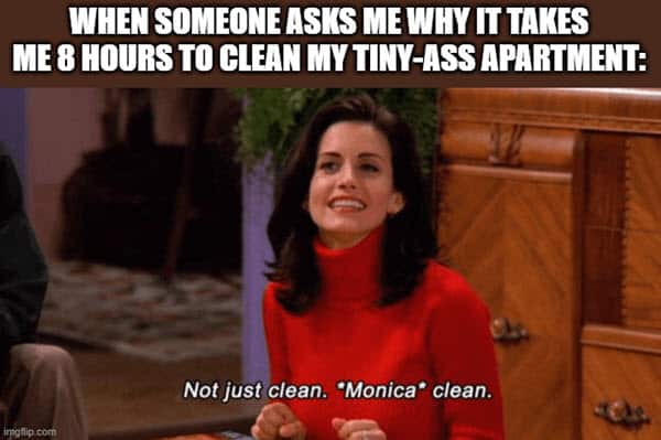 cleaning monica clean meme