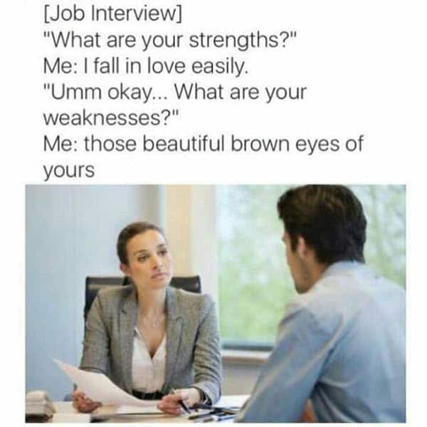 job interview fall in love meme