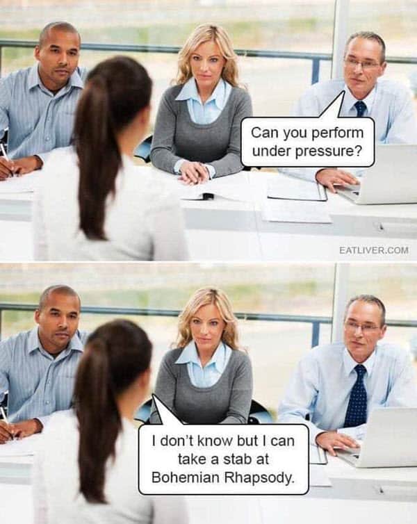 job interview under pressure meme