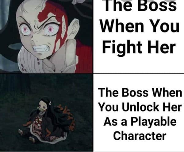 demon slayer memes the boss when you fight her