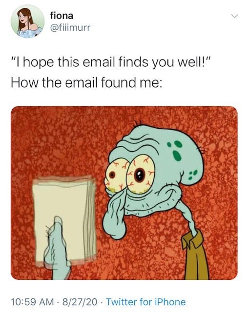 hope this email finds you well squidward memes