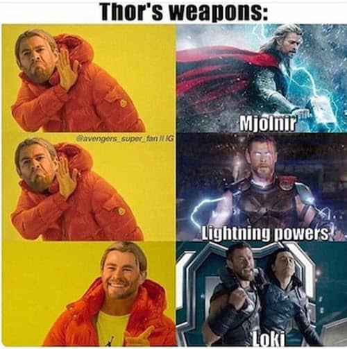 avengers thors weapons meme