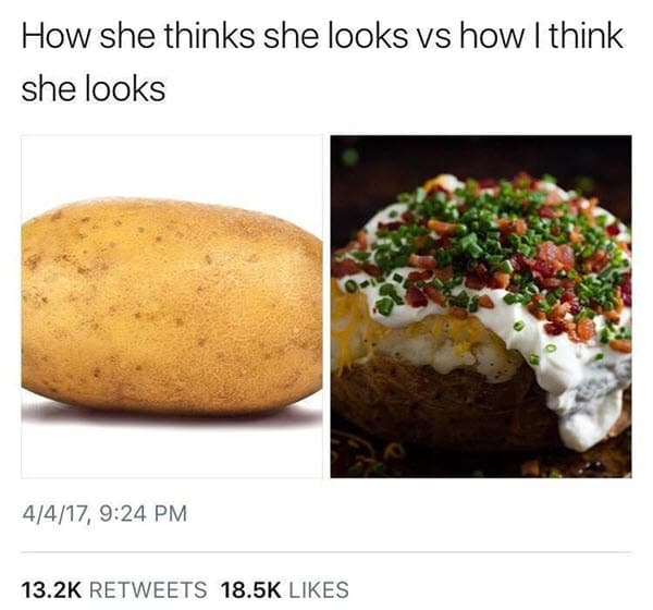 potato how she thinks meme