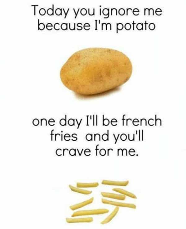 potato today ignore me meme