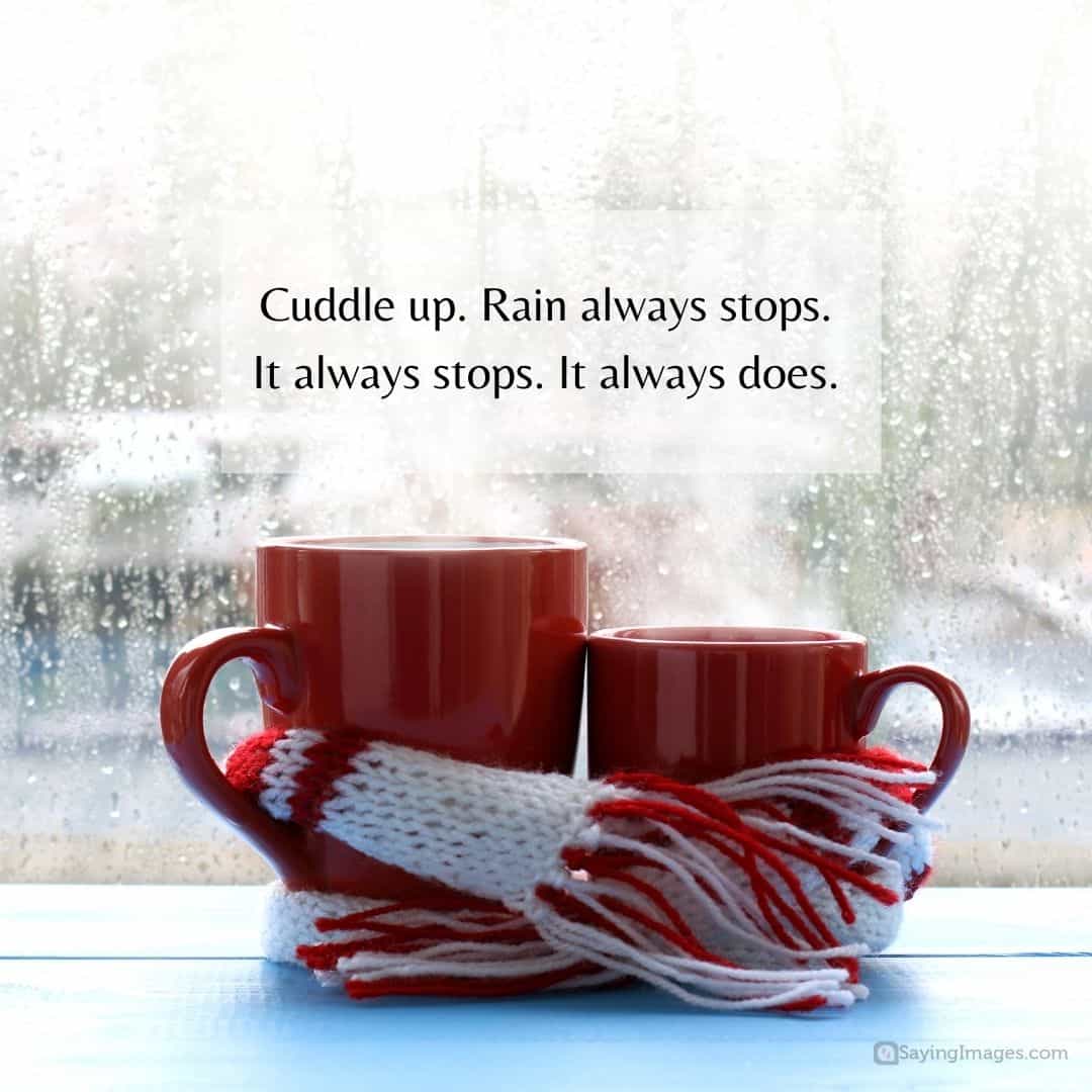 Cuddle up. Rain always stops. It always stops. It always does quote