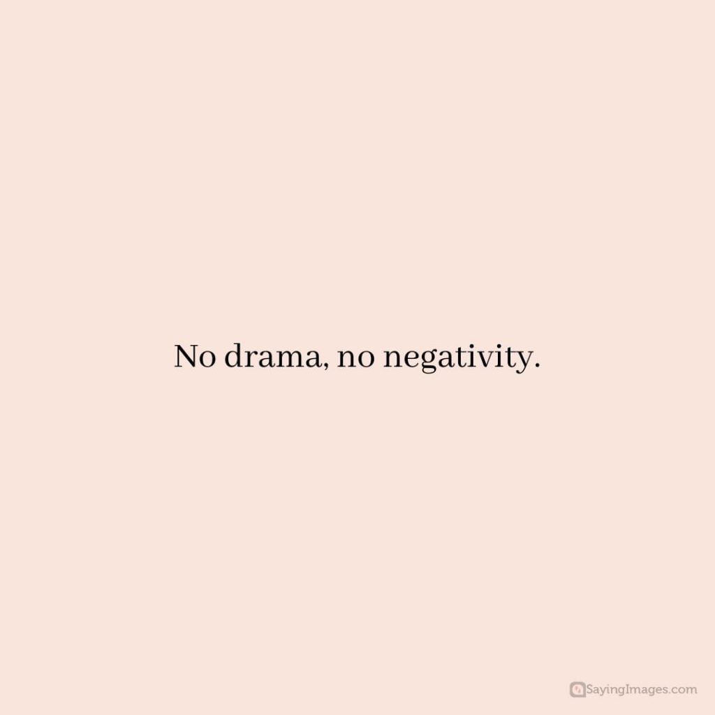 No drama, no negativity quote