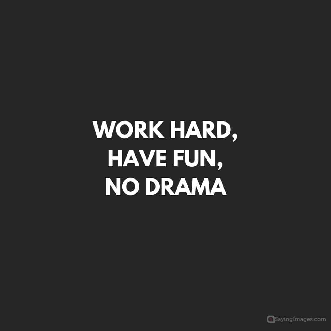 Work hard and have fun, no drama quote