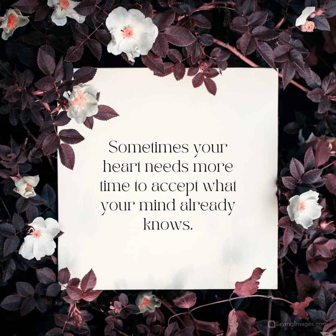 Sometimes your heart needs more time to accept what your mind already knows quote