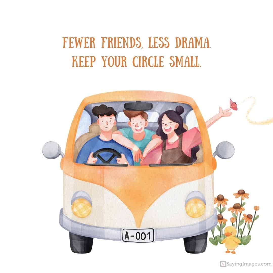 Fewer friends, less drama. Keep your circle small quote