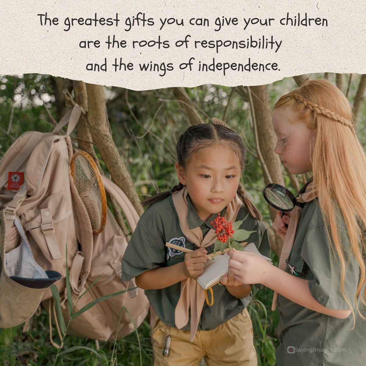 The greatest gifts you can give your children are the roots of responsibility