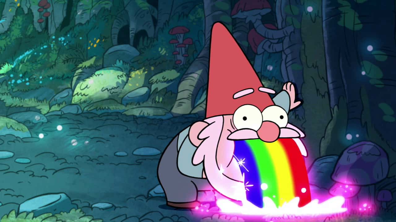 Gnome puking rainbows Vomit Meme
