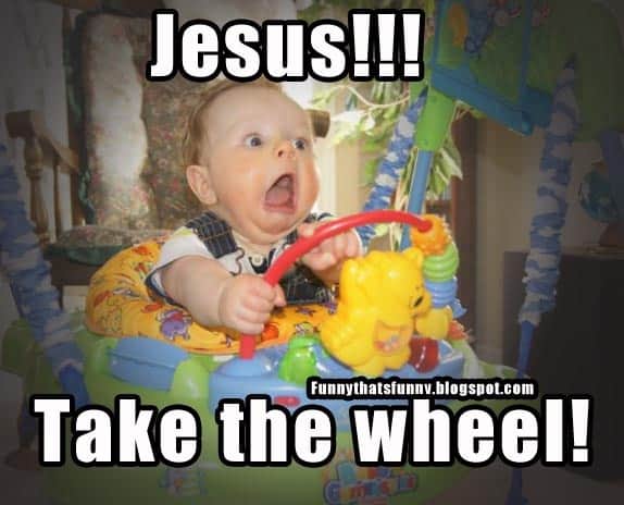 Scared kid Jesus take the wheel Meme