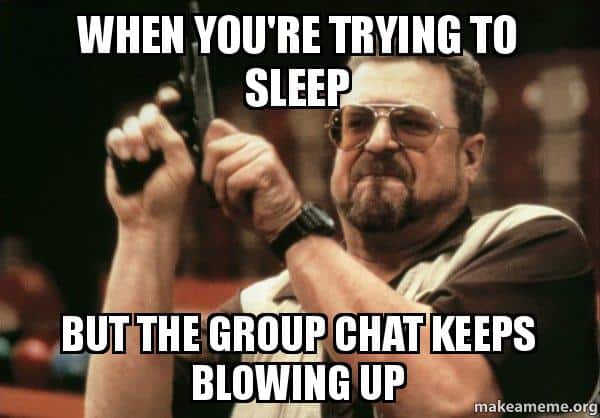 When you are trying to sleep Group chat Meme