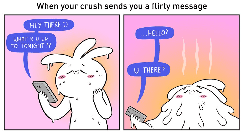 When your crush sends a message Flirty Meme