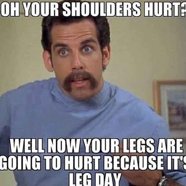after leg day oh your shoulders hurt meme