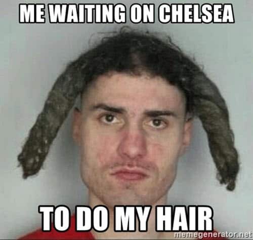 bad haircut me waiting meme