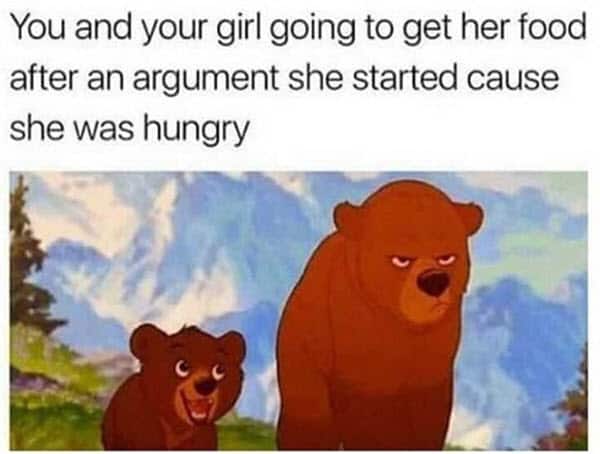 couple get her food after an argument memes