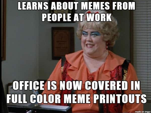 coworker learns about meme