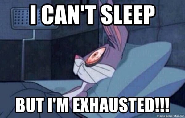 exhausted cant sleep meme