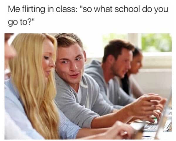 flirting in class meme