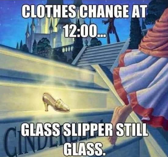 funny cartoon glass slippers memes