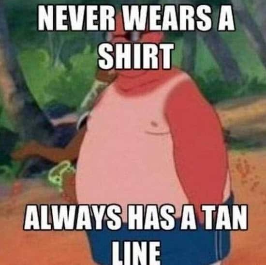 funny cartoon never wears shirt memes