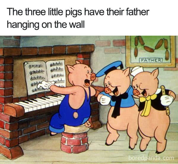 funny cartoon three little pigs memes