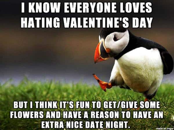 funny loves hating valentines meme