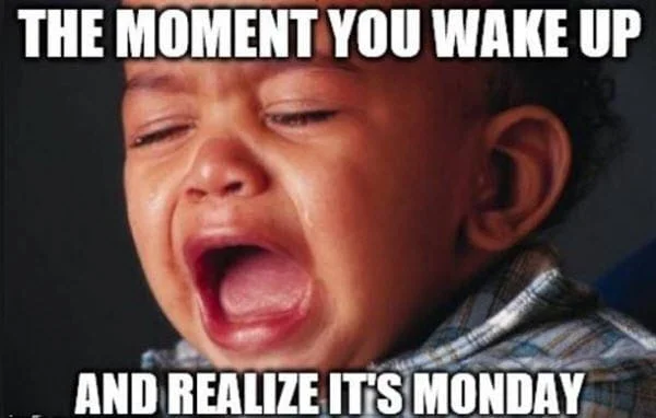 funny monday the moment you wake up meme
