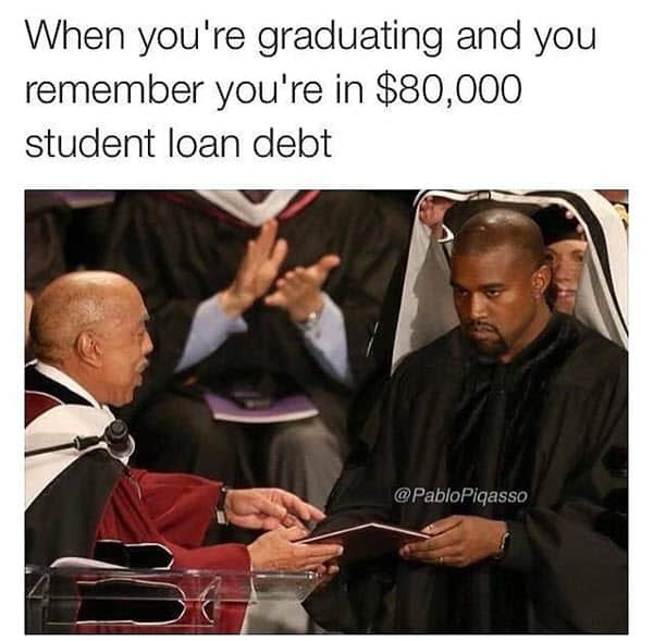 graduation student loan debt meme