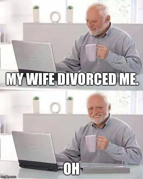 hide the pain harold divorce meme