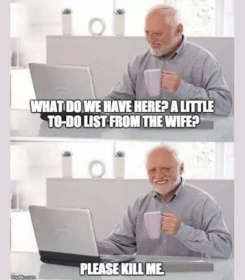 hide the pain harold to do list meme