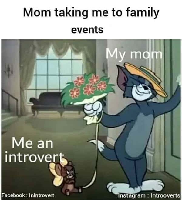 introvert family events meme