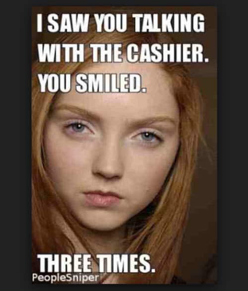 jealous talking with the cashier meme