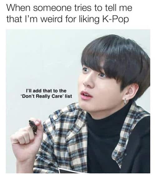 jungkook weird for liking kpop meme