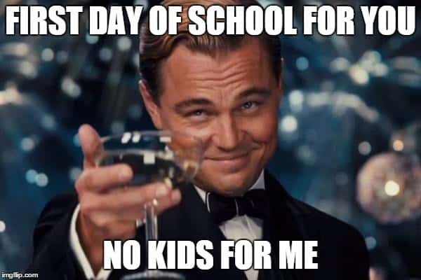 leonardo dicarpio cheers for first day of school meme