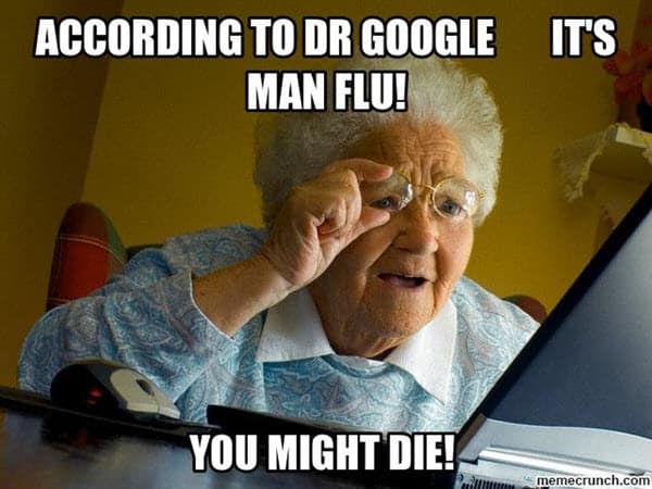 man flu according to dr google meme