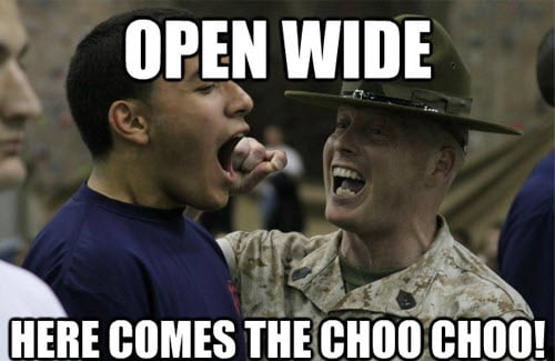 open wide here comes the choo choo marine corps memes