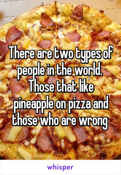 pizza with pineapple 2 types of people meme
