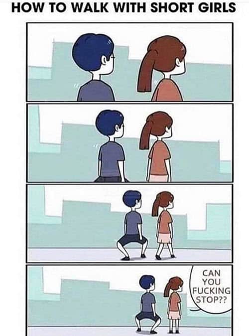 short girl how to walk with memes